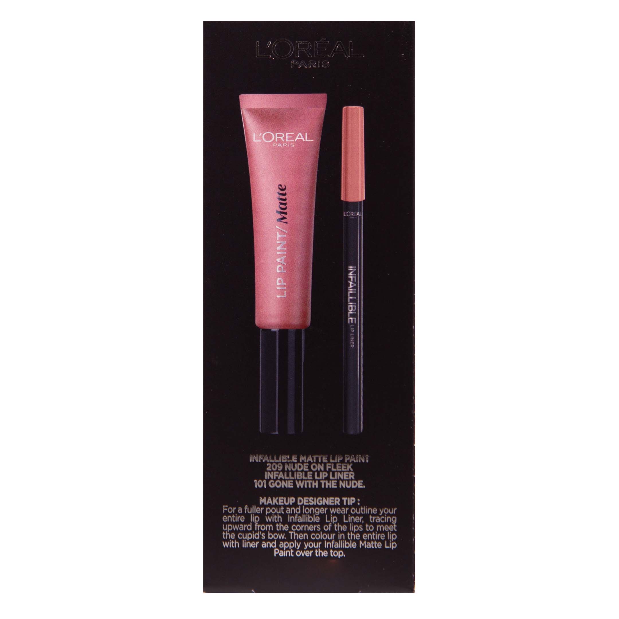 L'Oreal Lip Kit Paint Matte Liquid Lipstick & Lip Liner - 209 Nude on Fleek