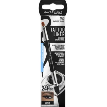 Maybelline Tattoo Liner Gel Pot Eyeliner + 2 In 1 Brush - 950 Blackest Black