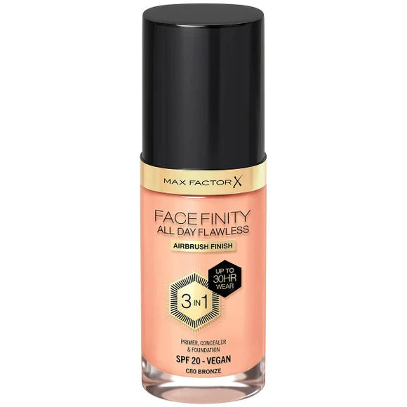 Max Factor Face Finity 3 In 1 All Day Flawless Foundation - C80 Bronze