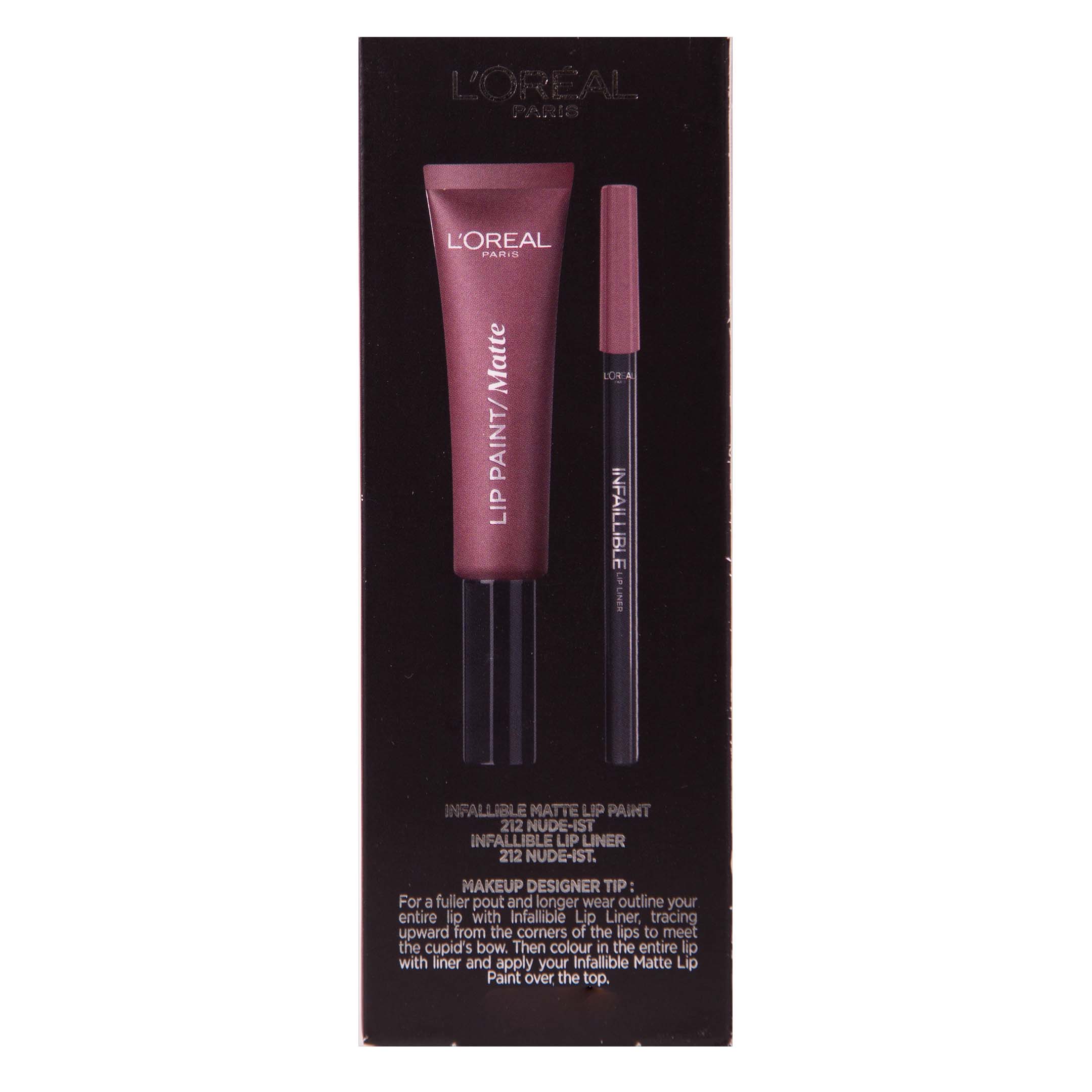 L'Oreal Lip Kit Paint Matte Liquid Lipstick & Lip Liner - 212 Nude-ist