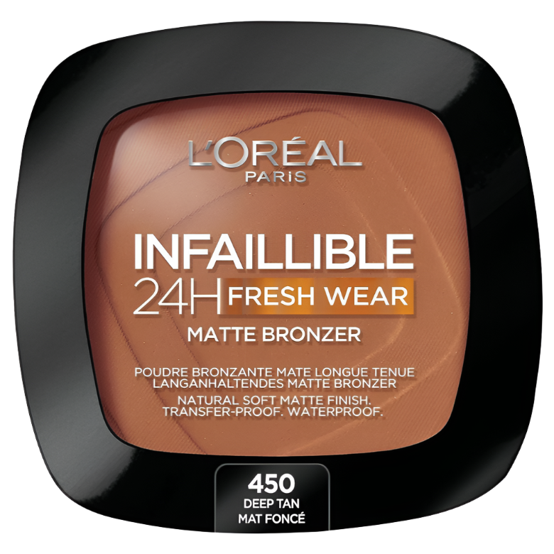 L'Oréal Paris Soft Matte Bronzer, Longwear, Matte Finish, Waterproof and Transfer-proof, Infallible 24H, 450 Deep Tan