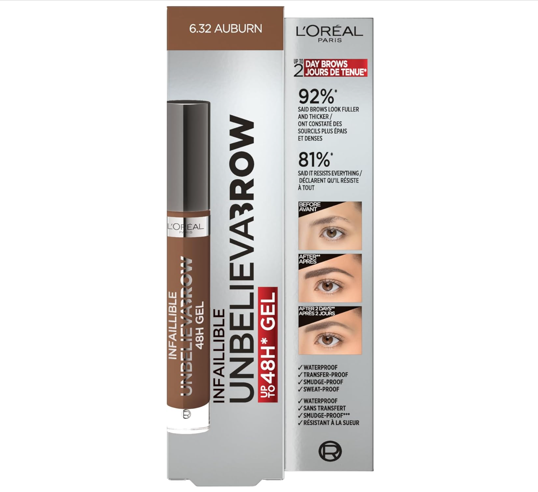 L'Oreal Unbelieva Brow Longwear Brow Gel - 6.32 Auburn