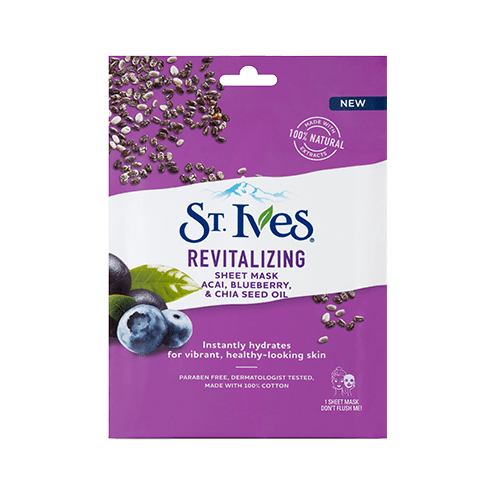 St. Ives Revitalising Sheet Mask - Acai, Blueberry & Chia Seed Oil